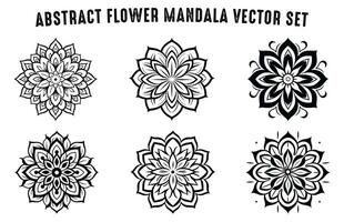 Black and white abstract circular pattern mandala, Mandala Line Drawing Design, Ornamental Mandala with floral patterns, Ornamental luxury mandala pattern, Set of Vector boho mandala illustration