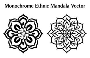 negro y blanco resumen circular modelo mándala, mandala línea dibujo diseño, ornamental mandala con floral patrones, ornamental lujo mandala patrón, conjunto de vector boho mandala ilustración