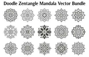 negro y blanco resumen circular modelo mándala, mandala línea dibujo diseño, ornamental mandala con floral patrones, ornamental lujo mandala patrón, conjunto de vector boho mandala ilustración