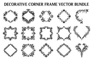 Vintage Ornamental corner border frame vector Bundle, Round vector ornamental Border Frame Set