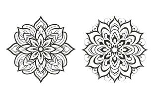 negro y blanco resumen circular modelo mándala, mandala línea dibujo diseño, ornamental mandala con floral patrones, ornamental lujo mandala patrón, conjunto de vector boho mandala ilustración