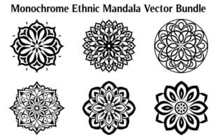 negro y blanco resumen circular modelo mándala, mandala línea dibujo diseño, ornamental mandala con floral patrones, ornamental lujo mandala patrón, conjunto de vector boho mandala ilustración