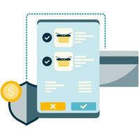 illustration of the online purchasing process, payment process in e-commerce vector