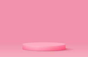 Pink podium realistic 3d design, Colorful rendering, Vector illustration