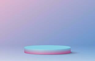 Blue and Pink Podium Candy Colored Realistic 3d Style. Vector illustration