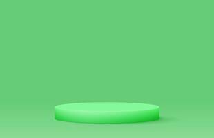 Green podium realistic 3d design, Colorful rendering, Vector illustration