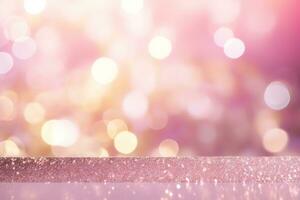 Celebrate the New Year with a Pink and Gold Abstract Bokeh Background with copy space photo