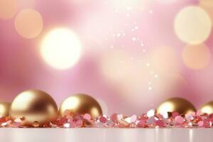 Celebrate the New Year with a Pink and Gold Abstract Bokeh Background with copy space photo