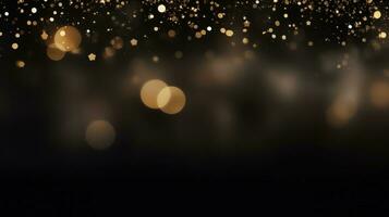 Celebrate the New Year with a Black and Gold Abstract Bokeh Background with copy space photo