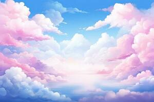 Blue and pink cloudy sky with white stars photo