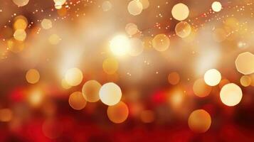 Celebrate the New Year with a Red and Gold Abstract Bokeh Background with copy space photo