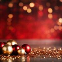 Celebrate the New Year with a Red and Gold Abstract Bokeh Background with copy space photo