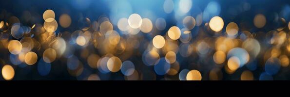 Celebrate the New Year with a Blue and Gold Abstract Bokeh Background with copy space photo