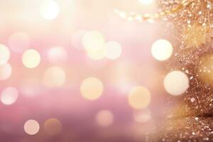 Celebrate the New Year with a Pink and Gold Abstract Bokeh Background with copy space photo