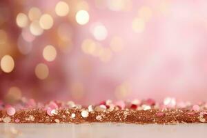 Celebrate the New Year with a Pink and Gold Abstract Bokeh Background with copy space photo