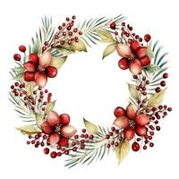 watercolor nice christmas thin wreath isolated photo