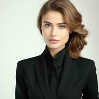 buautiful business woman in black wear isolated photo