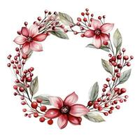 watercolor nice christmas thin wreath isolated photo