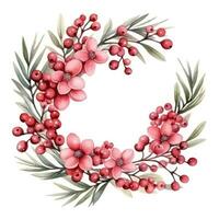 watercolor nice christmas thin wreath isolated photo