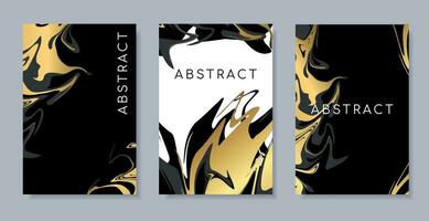 Set of abstract backgrounds. Luxurious premium design in black and gold tones. vector