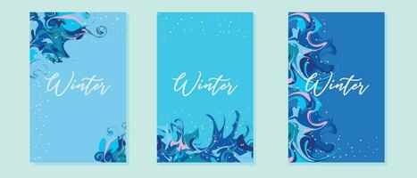 Set of abstract winter backgrounds for social media stories. vector