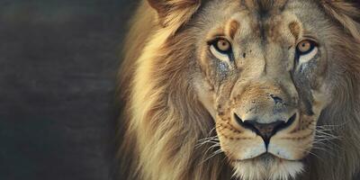 Close up of an African lion. Generative AI photo