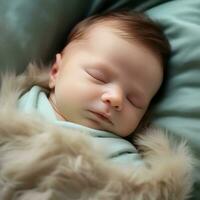 linda pequeño dormido bebé foto