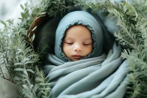 linda pequeño dormido bebé foto