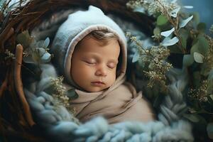 Cute little sleeping baby photo