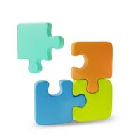 3d Color Jigsaw Puzzle Cartoon Style. Vector