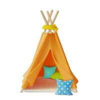 3d Tent Children Room Cartoon Style. Vector