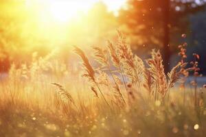 Art autumn sunny nature background. Generative AI photo