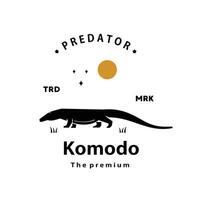 vintage retro hipster Komodo logo vector silhouette art icon