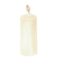 Vector image of a burning candle in a watercolor style.