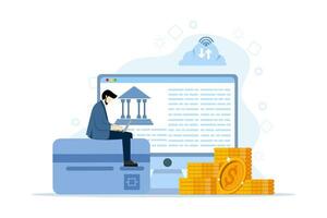 Concept of open banking platform, corporate accounting, electronic invoice with tiny people. Collection of abstract vector illustrations of IT accounting systems. Business finance software.