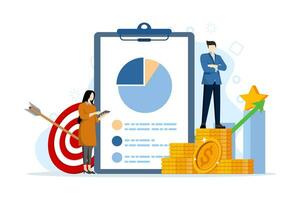 Concept of finance, sales strategy, teamwork, company budget, income growth, investment business, increasing company results. flat vector banner for website landing page. flat vector illustration.