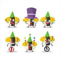 dibujos animados personaje de tamago Sushi con varios circo muestra vector