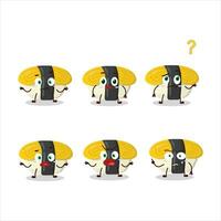 Cartoon character of tamago sushi with what expression vector