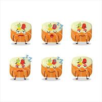 Cartoon character of norimaki sushi with sleepy expression vector