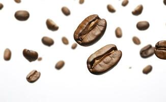 Coffee Bean flying on white background, 3d illustration. Generative AI photo