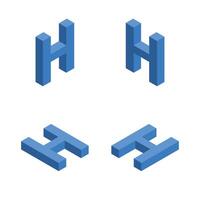 Isometric letter H. Template for creating logos. vector