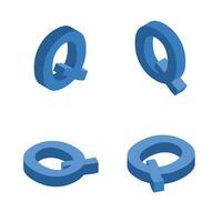 Isometric letter Q. Template for creating logos. vector