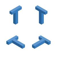 Isometric letter T. Template for creating logos. vector