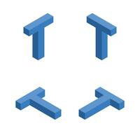 Isometric letter T. Template for creating logos. vector