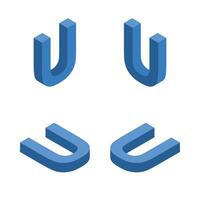 Isometric letter U. Template for creating logos. vector