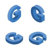 Isometric letter G. Template for creating logos. vector