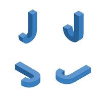 Isometric letter J. Template for creating logos. vector