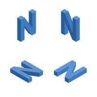 Isometric letter N. Template for creating logos. vector