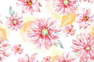 Pattern of pink flower with watercolor for fabric and wallpaper.Botanical floral background. vector