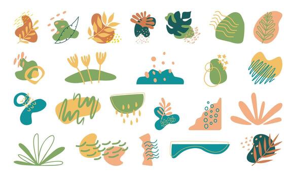 Abstract Botanical Shape Element Set vector